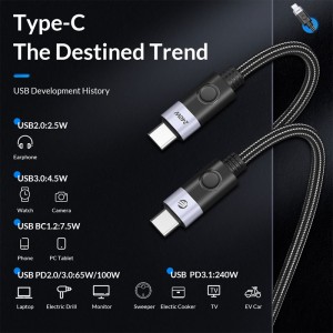 کابل شارژ USB-C به USB-C اوریکو مدل CDX-100CC طول 1 متر توان 100 وات