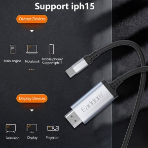 کابل تبدیل Type-C به HDMI ارلدام مدل W34 طول 2 متر