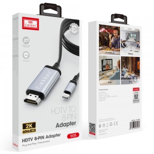کابل تبدیل لایتنینگ به HDMI ارلدام مدل W35 طول 2 متر