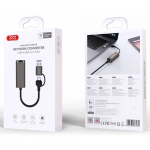 کابل تبدیل USB-C/USB-A به LAN ایکس او مدل XO-HUB018