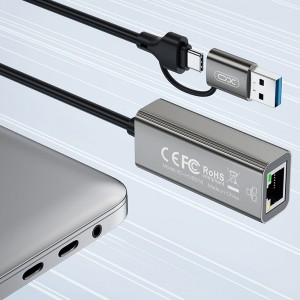 کابل تبدیل USB-C/USB-A به LAN ایکس او مدل XO-HUB018