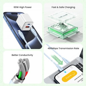 کابل شارژ USB-C به USB-C یوسمز مدل SJ716  طول 1 متر توان 60 وات