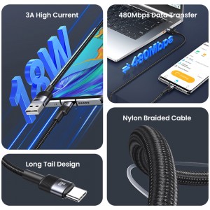 کابل شارژ USB به Type-C یوسمز مدل SJ718 طول 1.2 متر توان 3 آمپر
