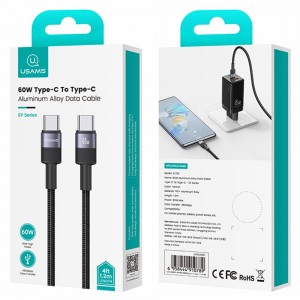کابل شارژ USB-C به USB-C یوسمز مدل SJ724  طول 1.2 متر توان 60 وات