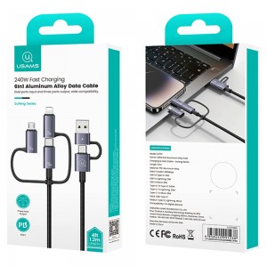 کابل شارژ سه سر یوسمز SJ737 طول 1.2 متر توان 240 وات