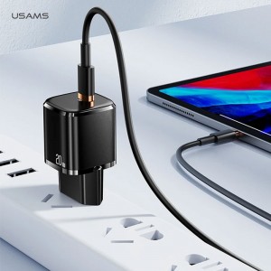 شارژر دیواری یوسمز مدل USAMS-XFK توان 20 وات با کابل تایپ سی به لایتنینگ