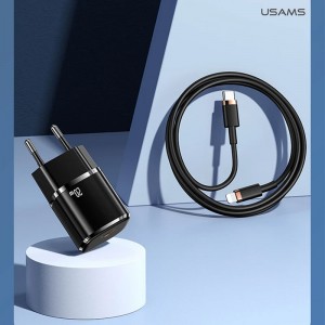 شارژر دیواری یوسمز مدل USAMS-XFK توان 20 وات با کابل تایپ سی به لایتنینگ