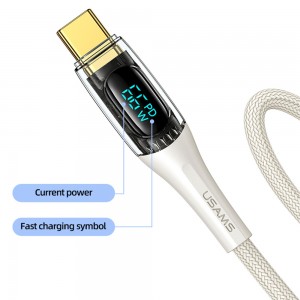 کابل شارژ USB به Type-C یوسمز مدل SJ592 طول 1.2 متر توان 66 وات