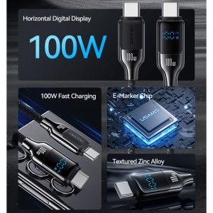 کابل شارژ USB-C به USB-C یوسمز مدل SJ742  طول 1.2 متر توان 100 وات