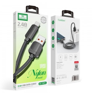 کابل شارژ USB به Type-C ارلدام مدل EC-187C طول 1 متر توان 2.4 آمپر