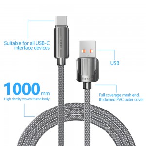 کابل شارژ USB به Type-C ارلدام مدل EC-187C طول 1 متر توان 2.4 آمپر
