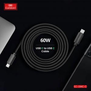 کابل شارژ USB-C به USB-C ارلدام مدل EC-194C-C طول 3 متر توان 60 وات
