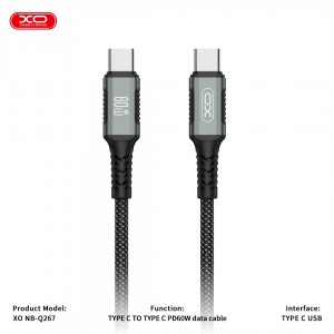 کابل شارژ مگنتی USB-C به USB-C ایکس او NB-Q267 طول 1 متر توان 60 وات