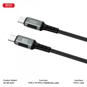 کابل شارژ مگنتی USB-C به USB-C ایکس او NB-Q267 طول 1 متر توان 60 وات