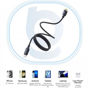 کابل شارژ USB-C به USB-C بیسوس مدل PicoGo P10376800121-00 طول 1 متر توان 240 وات