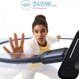 کابل شارژ USB-C به USB-C بیسوس مدل PicoGo P10376800121-00 طول 1 متر توان 240 وات