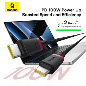 کابل شارژ USB-C به USB-C بیسوس مدل Dura P10377803U01-01 طول 1 متر توان 100 وات