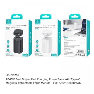پاوربانک یوسمز مدل Usams US-CD216 ظرفیت 18000 میلی آمپر توان 45 وات