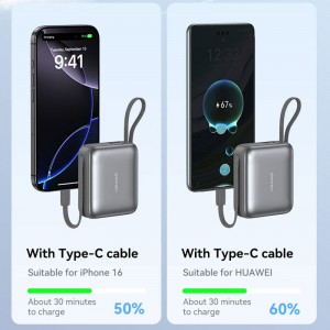 پاوربانک یوسمز مدل CD240 ظرفیت 10000 توان 20 وات با کابل متصل