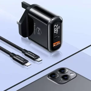 شارژر دیواری دو پورت مک دودو CH-7231 توان 20 وات با کابل تایپ سی به لایتنینگ