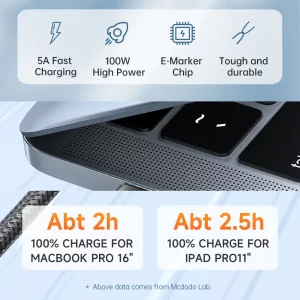 کابل شارژ USB-C به USB-C مک دودو مدل CA-273 طول 1.2 متر توان 100 وات
