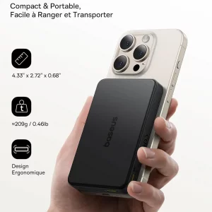 پاوربانک مگنتی بیسوس مدل Airpow II Qi2 P10080000123-00 ظرفیت 10000 توان 22.5 وات