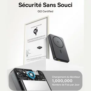 پاوربانک مگنتی بیسوس مدل Airpow II Qi2 P10080000123-00 ظرفیت 10000 توان 22.5 وات