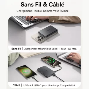 پاوربانک مگنتی بیسوس مدل Airpow II Qi2 P10080000123-00 ظرفیت 10000 توان 22.5 وات