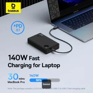 پاوربانک بیسوس مدل Adaman PPADM140 ظرفیت 24000 میلی آمپر توان 140 وات