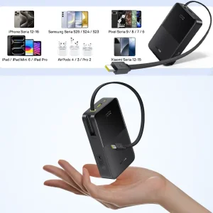 پاوربانک بیسوس مدل EnerFill FC51 PPBD2P-2022 ظرفیت 20000 میلی آمپر توان 22.5 وات