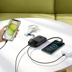 پاوربانک بیسوس مدل QPow2 PPQD4-10C با کابل تایپ سی ظرفیت 10000 میلی آمپر توان 30 وات