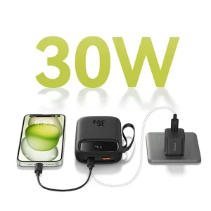 پاوربانک بیسوس مدل QPow2 PPQD4-20C با کابل تایپ سی ظرفیت 20000 میلی آمپر توان 30 وات