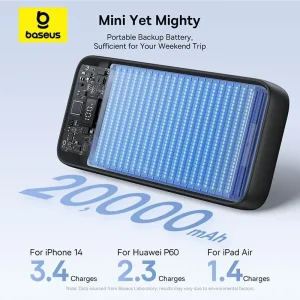 پاوربانک بیسوس مدل Lipow PPJP312 با کابل تایپ سی و لایتنینگ ظرفیت 20000 توان 22.5 وات