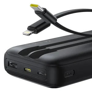 پاوربانک بیسوس مدل Lipow PPJP312 با کابل تایپ سی و لایتنینگ ظرفیت 20000 توان 22.5 وات