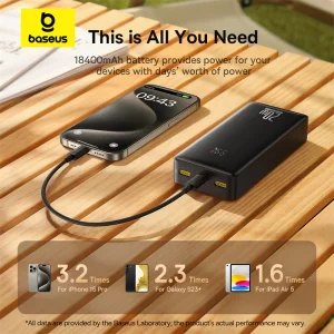 پاوربانک بیسوس مدل LiFePO4 PPLP184 ظرفیت 18400 میلی آمپر توان 20 وات