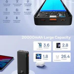 پاوربانک بیسوس مدل Airpow PPAP20K ظرفیت 20000 میلی آمپر توان 20 وات