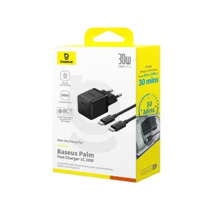 شارژر دیواری بیسوس Palm CCZC30CE توان 30 وات با کابل تایپ سی