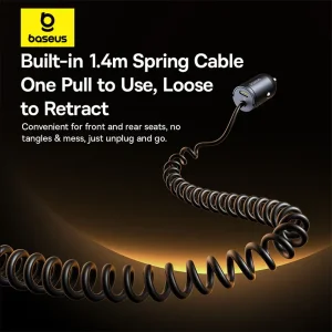 شارژر فندکی بیسوس مدل Tiny Star VCHXX-C-L توان 30 وات با کابل متصل لایتنینگ