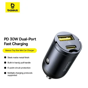 شارژر فندکی بیسوس مدل Tiny Star VCHXX-UC توان 30 وات