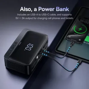 جامپ استارتر، کمپرسور باد و پاوربانک بیسوس BS-CH013 با ظرفیت 6000 میلی آمپر