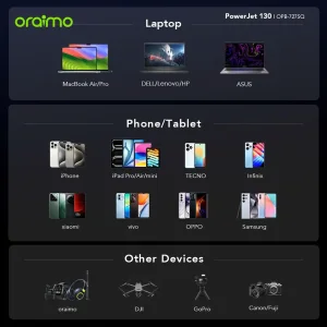 پاوربانک اورایمو مدل OPB-727SQ ظرفیت 27600 میلی آمپر توان 130 وات