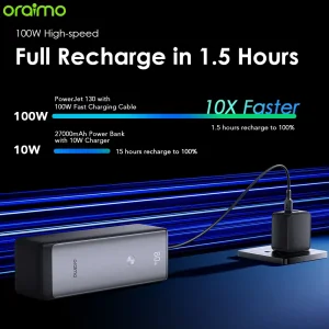 پاوربانک اورایمو مدل OPB-727SQ ظرفیت 27600 میلی آمپر توان 130 وات