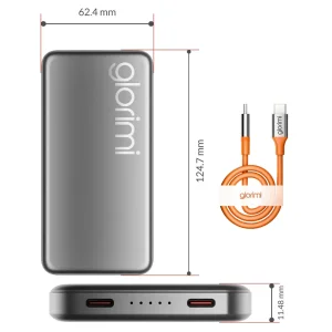 پاوربانک گلوریمی مدل FitCore ظرفیت 10000 میلی آمپر توان 20 وات