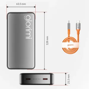 پاوربانک گلوریمی مدل FitCore ظرفیت 20000 میلی آمپر توان 20 وات