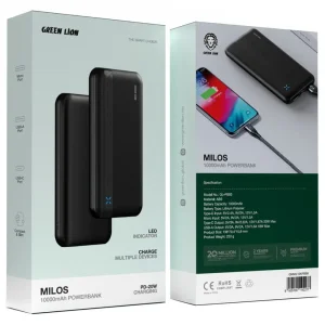 پاوربانک گرین لاین مدل Milos ظرفیت 10000 میلی آمپر توان 20 وات