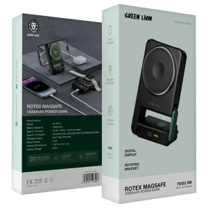پاوربانک مگ سیف گرین لاین مدل Rotex Magsafe ظرفیت 10000 میلی آمپر ساعت توان 22.5 وات