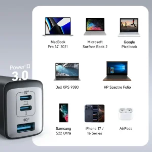 شارژر دیواری انکر PowerPort III مدل A2667 توان 65 وات سه پین