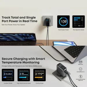 شارژر دیواری انکر Zolo مدل B2697 توان 140 وات با کابل تایپ سی سه پین