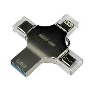 فلش مموری + مبدل گرین لاین مدل GN4IN1USB128SL ظرفیت 128 گیگابایت
