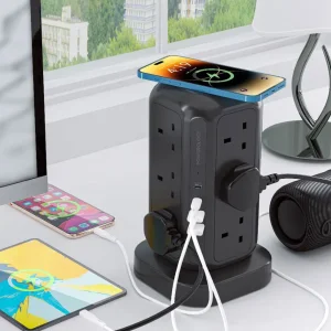 چندراهی و شارژر پاورولوژی مدل PWCUQC025BK با 12 پریز برق